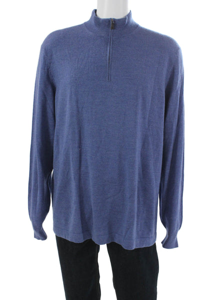 Joseph Abboud Mens Blue Mock Neck Pullover Merino Wool Sweater Size 2XLT