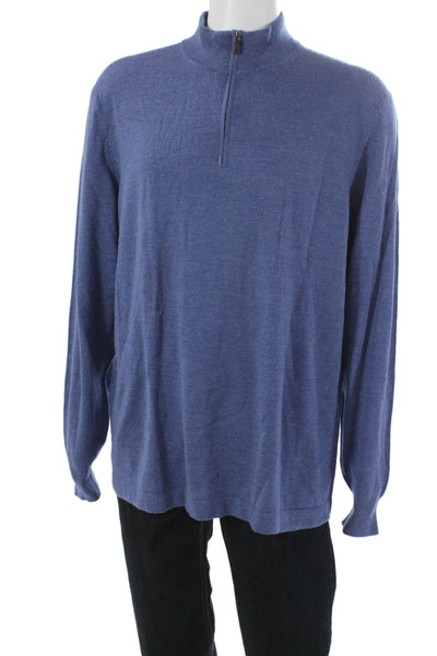 Joseph Abboud Mens Blue Mock Neck Pullover Merino Wool Sweater Size 2XLT