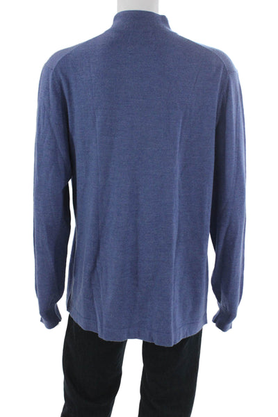Joseph Abboud Mens Blue Mock Neck Pullover Merino Wool Sweater Size 2XLT