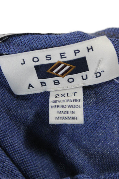 Joseph Abboud Mens Blue Mock Neck Pullover Merino Wool Sweater Size 2XLT