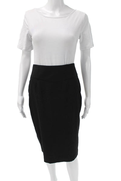 J Crew Women Black Wool Straight Pencil Skirt Knee Length Zip Size 0