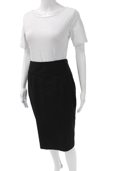 J Crew Women Black Wool Straight Pencil Skirt Knee Length Zip Size 0
