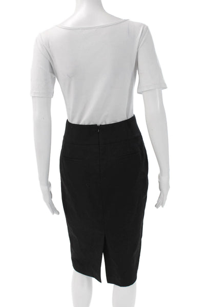 J Crew Women Black Wool Straight Pencil Skirt Knee Length Zip Size 0