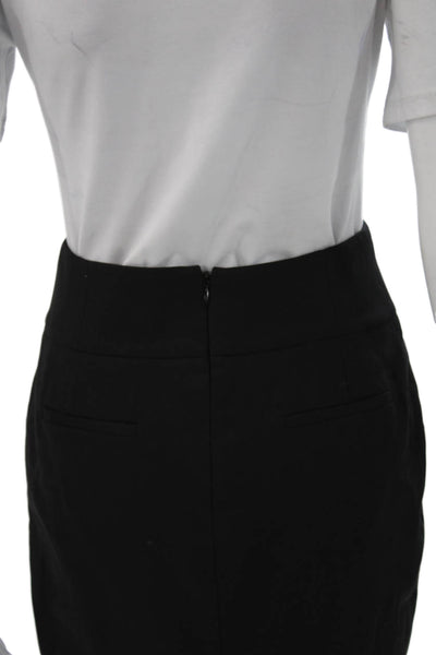 J Crew Women Black Wool Straight Pencil Skirt Knee Length Zip Size 0