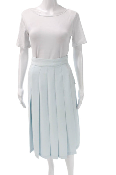Nomia Womens Pleated Skirt Blue Knee Length Polyester Zip Size 2