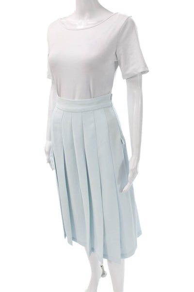 Nomia Womens Pleated Skirt Blue Knee Length Polyester Zip Size 2