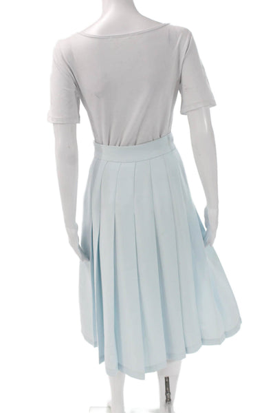 Nomia Womens Pleated Skirt Blue Knee Length Polyester Zip Size 2