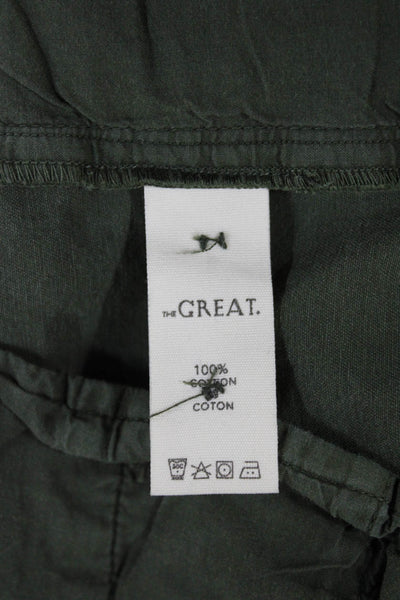 The Great Womens Paperbag Pants Green Cotton Tie Waist Size 28