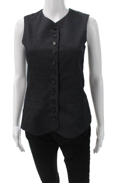 Zara Womens Basic Jacket Vest Black Polyester Button Size XS