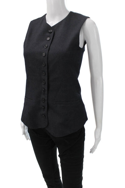 Zara Womens Basic Jacket Vest Black Polyester Button Size XS