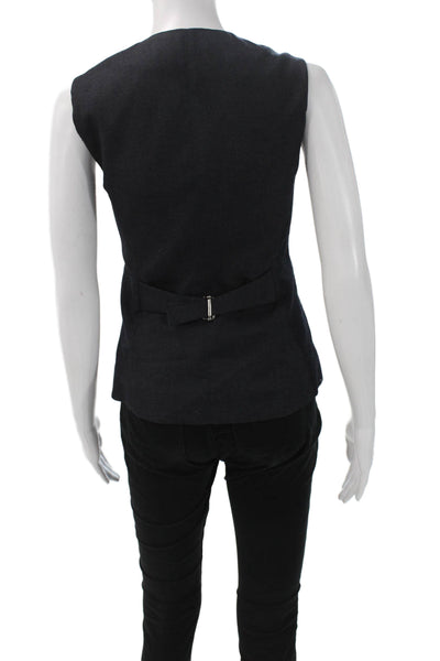 Zara Womens Basic Jacket Vest Black Polyester Button Size XS
