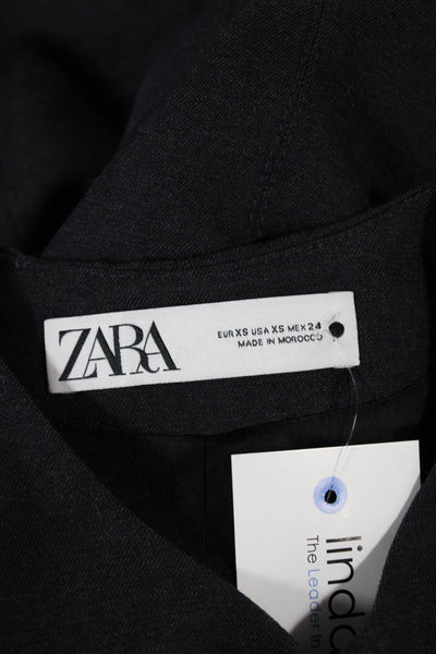 Zara Womens Basic Jacket Vest Black Polyester Button Size XS