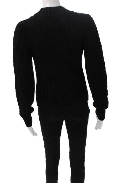 Aqua Women Pullover Sweater Black Mock Neck 100% Cotton Long Sleeve Size S