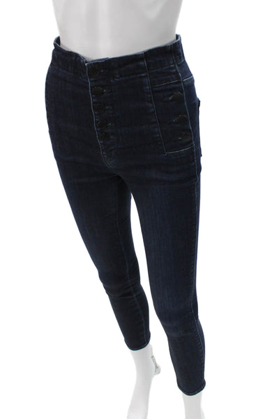 J Brand Womens High Rise Ankle Blue Denim Jeans Button Size 24
