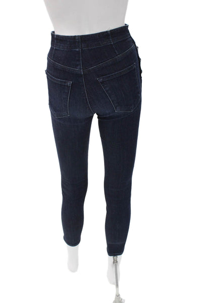 J Brand Womens High Rise Ankle Blue Denim Jeans Button Size 24