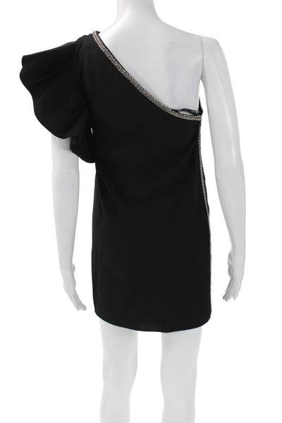 Self Portrait Womens Mini One Shoulder Cocktail Dress Black Size 0