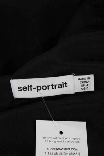Self Portrait Womens Mini One Shoulder Cocktail Dress Black Size 0