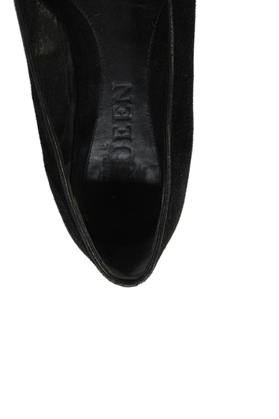 Alexander McQueen Womens Velvet Sequined Skull Flats Black Size 6