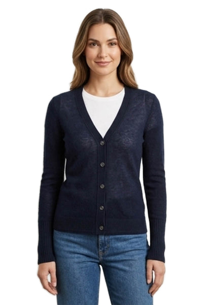 Inhabit Womens Cashmere V Neck Cardigan Blue Long Sleeve Size S