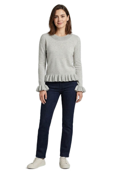 Allude Women Gray Pullover Sweater Crew Neck Long Sleeve 70% Virgin Wool Size S