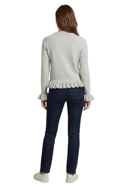 Allude Women Gray Pullover Sweater Crew Neck Long Sleeve 70% Virgin Wool Size S