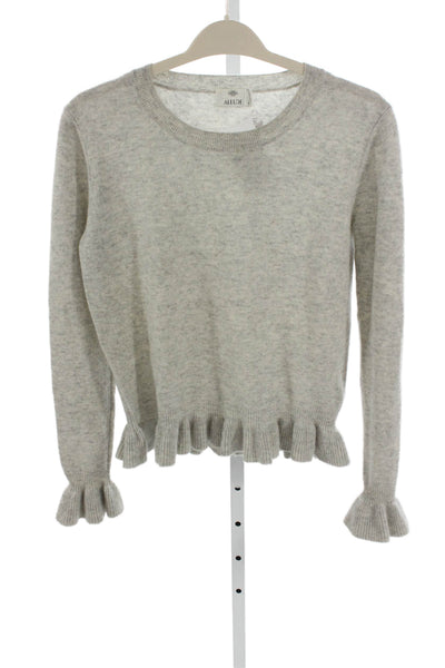 Allude Women Gray Pullover Sweater Crew Neck Long Sleeve 70% Virgin Wool Size S