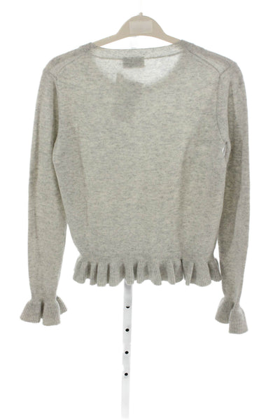 Allude Women Gray Pullover Sweater Crew Neck Long Sleeve 70% Virgin Wool Size S