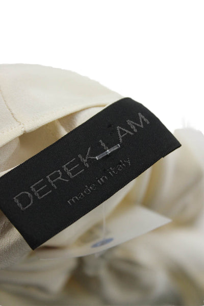 Derek Lam Womens Basic Silk Ivory High Neck Sleeveless Tie Blouse Size 4