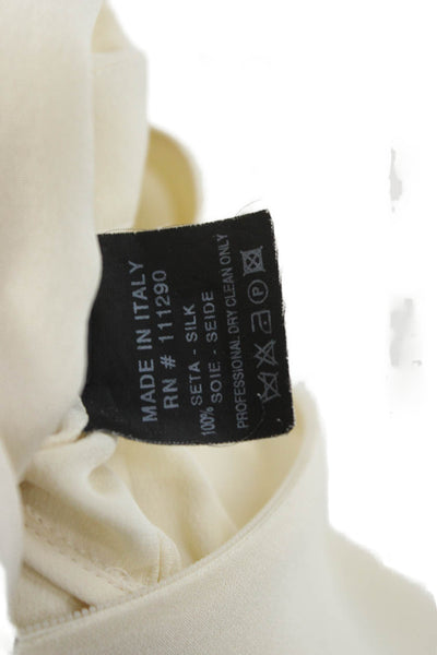 Derek Lam Womens Basic Silk Ivory High Neck Sleeveless Tie Blouse Size 4