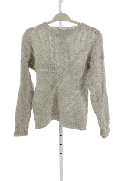 Line Women Pullover Sweater Beige Crew Neck Long Sleeve Size S