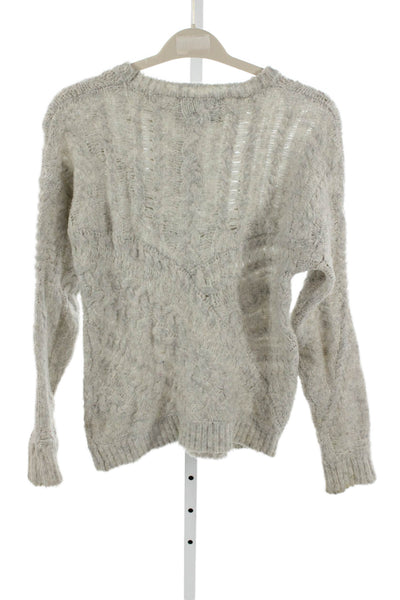 Line Women Pullover Sweater Beige Crew Neck Long Sleeve Size S