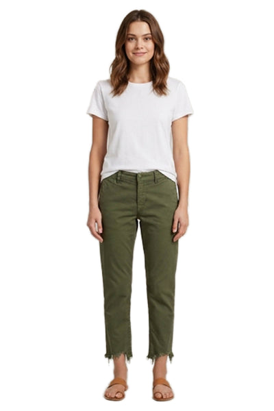 Nili Lotan Women Chino Pants Green Button 97% Cotton Inseam 26 Size 2