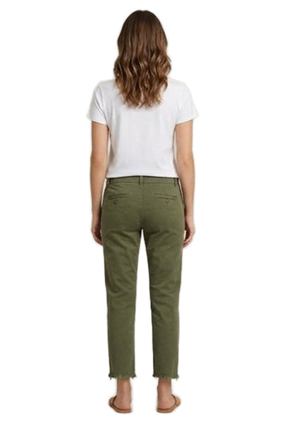 Nili Lotan Women Chino Pants Green Button 97% Cotton Inseam 26 Size 2