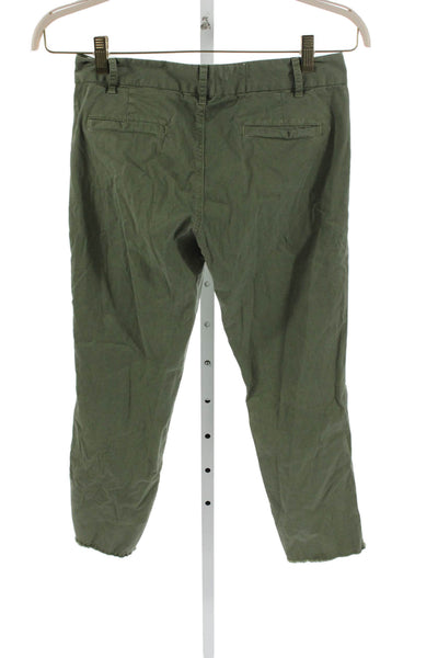 Nili Lotan Women Chino Pants Green Button 97% Cotton Inseam 26 Size 2