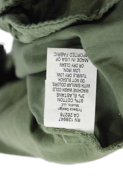 Nili Lotan Women Chino Pants Green Button 97% Cotton Inseam 26 Size 2