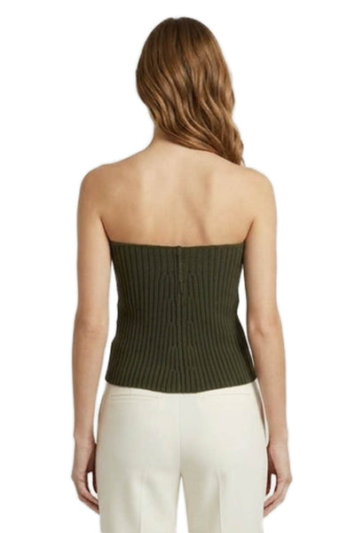 Michael Michael Kors Women Green Basic Tank Cotton Off-Shoulder Size L