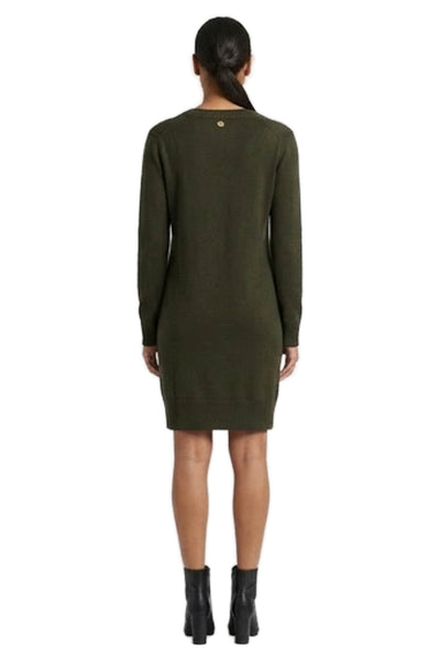 Michael Michael Kors Women Sweater Dress Green V-Neck Long Sleeve Size L