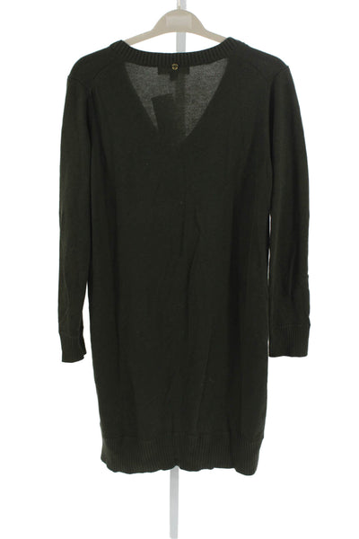 Michael Michael Kors Women Sweater Dress Green V-Neck Long Sleeve Size L