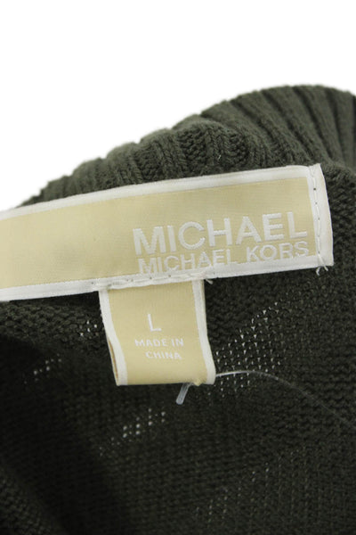 Michael Michael Kors Women Sweater Dress Green V-Neck Long Sleeve Size L
