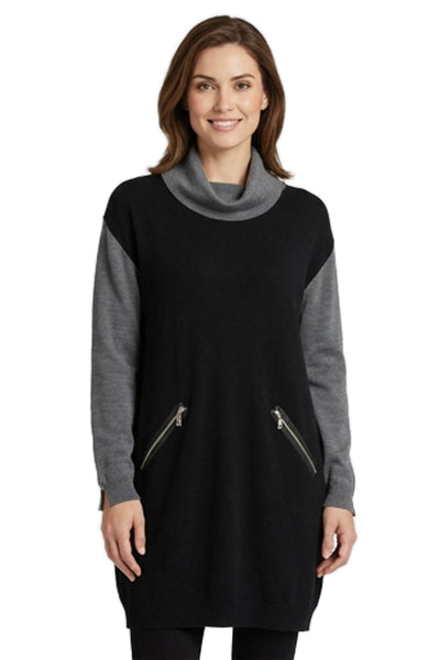 Milly Womens Black Merino Sweater Dress Long Sleeve Cowl Neck Size L