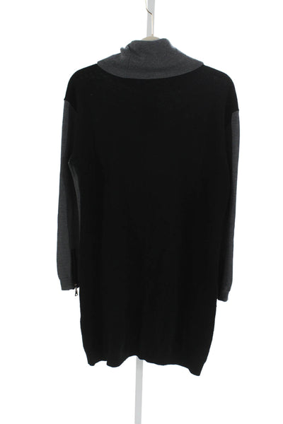 Milly Womens Black Merino Sweater Dress Long Sleeve Cowl Neck Size L