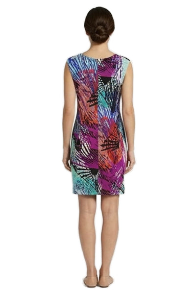 Ellen Tracy Womens Sheath Dress Multicolor Geometric Sleeveless Zip Size 10