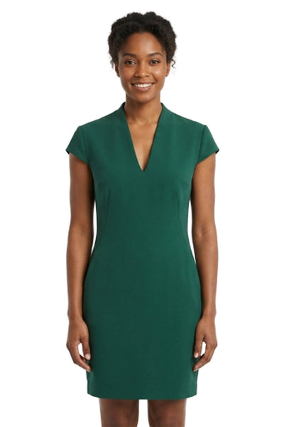 Whistles Women Sheath Dress Green V-Neck Short Sleeve Knee Polyester Size 10