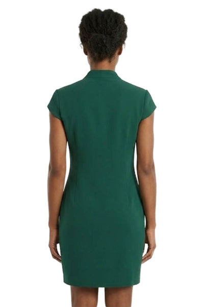 Whistles Women Sheath Dress Green V-Neck Short Sleeve Knee Polyester Size 10