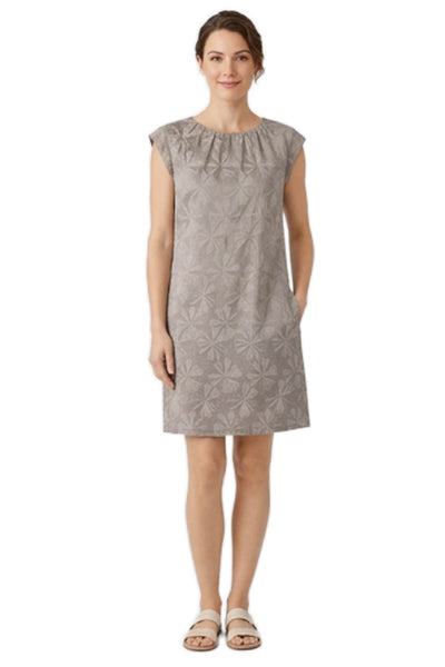 Genera Women Shift Dress Gray Sleeveless Geometric Knee Length Size 10