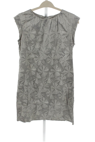 Genera Women Shift Dress Gray Sleeveless Geometric Knee Length Size 10