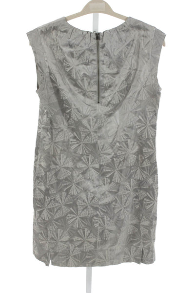 Genera Women Shift Dress Gray Sleeveless Geometric Knee Length Size 10