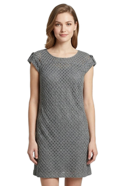 Cynthia Steffe Women Shift Dress Gray Short Sleeve Round Neck Zip Size 10