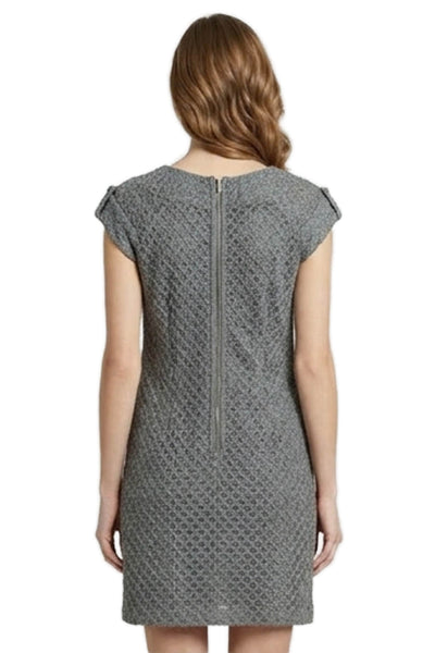 Cynthia Steffe Women Shift Dress Gray Short Sleeve Round Neck Zip Size 10