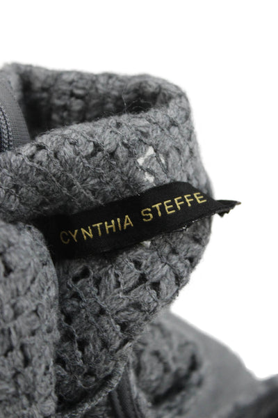 Cynthia Steffe Women Shift Dress Gray Short Sleeve Round Neck Zip Size 10